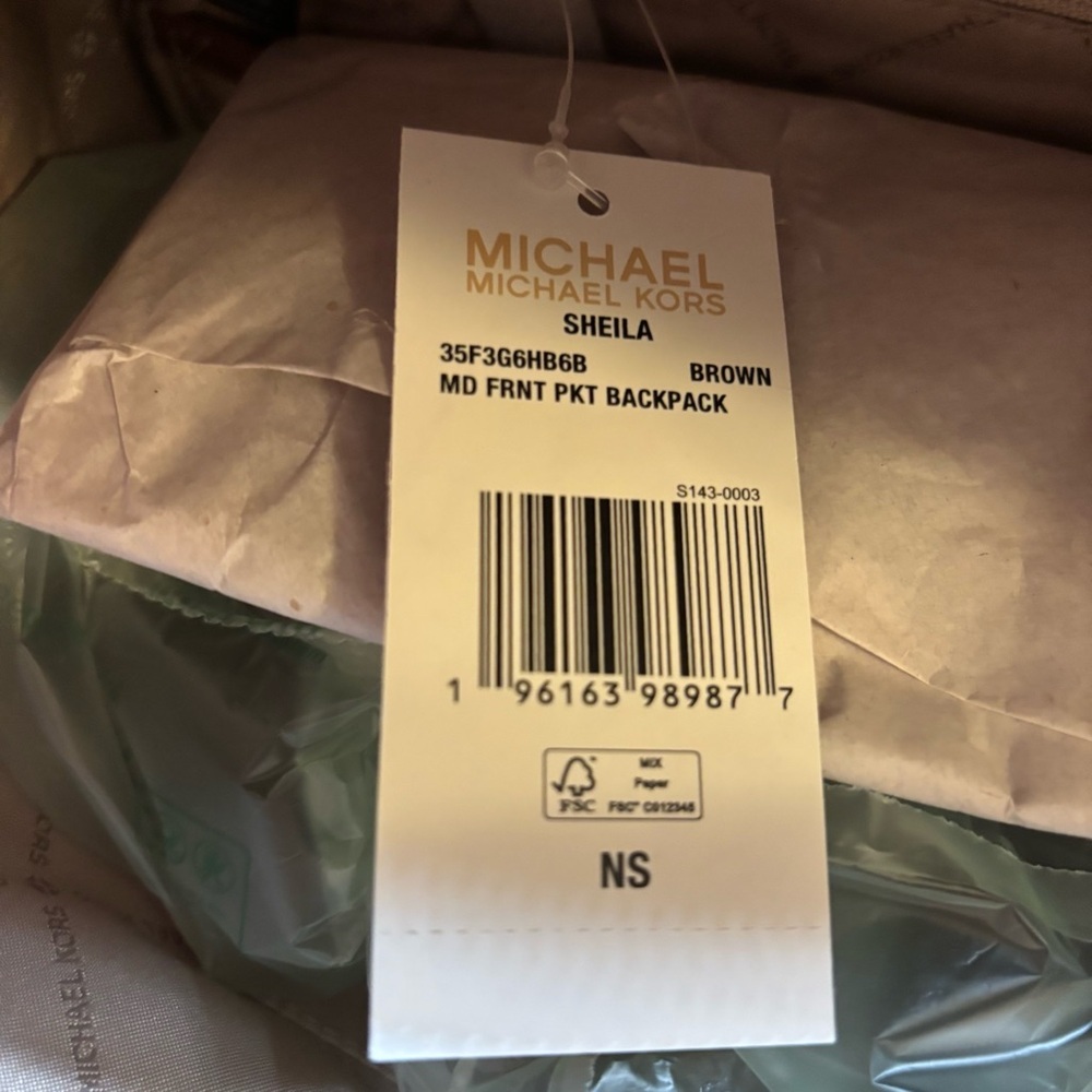 Sale! NWT Michael Kors Backpack Sheila Signature MK Brown Tan Leather Gold HW - Picture 12 of 16
